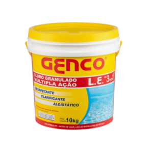 Cloro granulado 10kg múltipla ação L.E 3em1 - Genco | Desinfetante, clarificante e algistático